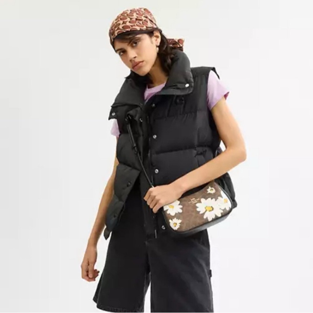 Coach Teri Shoulder Bag In Signature Canvas With Floral Print Plus Chain cz586 - Picture 5 of 9